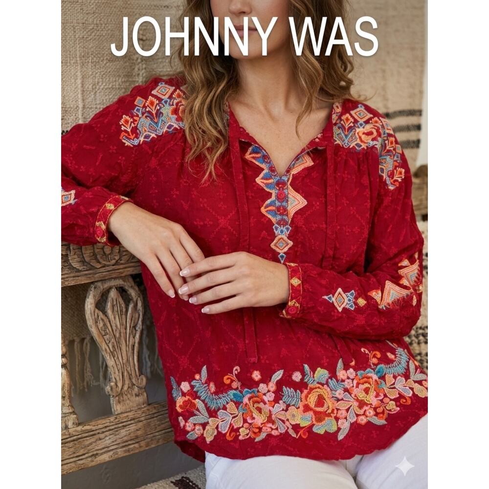 Johnny Was Embroidered Boho Blouse